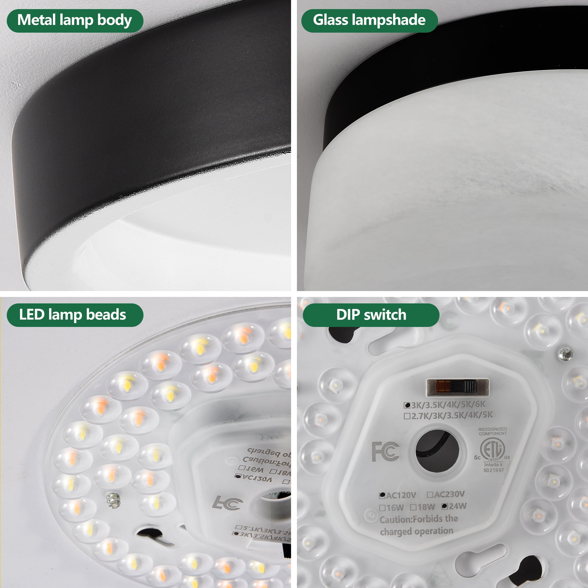 Jopath 12 Inch LED Ceiling Light, Flush Mount Ceiling Light,Round Low Profile Ceiling Lights for Bedroom, Living Room, Dining Room Black