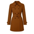 thumbnail image 5 of TGSLY Women's Wool Blend Coat Soft Notched Lapel Double Breasted Button Long Sleeve Jacket Casual Solid Color Mid-Length Belt Winter Outerwear XXL, 5 of 9