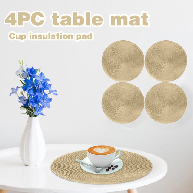 Mantel Individual para vajilla de 38cm, tapete aislado antideslizante, mantel tejido redondo, 4 Uds.