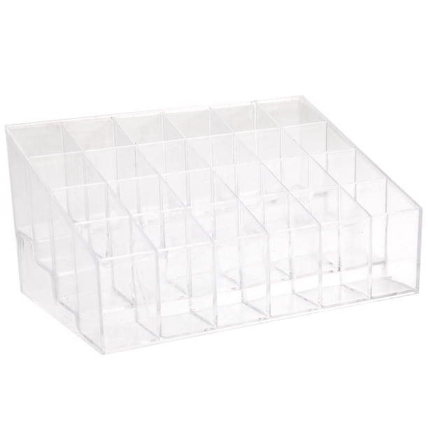 24 ranuras acrílico transparente maquillaje trapezoidal lápiz labial soporte de exhibición estante de almacenamiento organizador de cosméticos