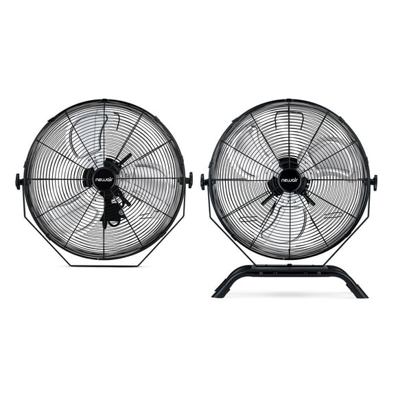 NewAir Ventilador para exteriores de alta velocidad de 20 pulgadas, resistente al agua, soporte de piso 2 en 1 o ventilador de montaje en pared, inclinación ajustable y 3 velocidades de hasta 4650 CFM