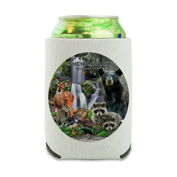 Shenandoah National Park Virginia VA Animals Bear Raccoons Deer Skunk Fox Can Cooler - Drink Sleeve Hugger Collapsible Insulator - Beverage Insulated Holder