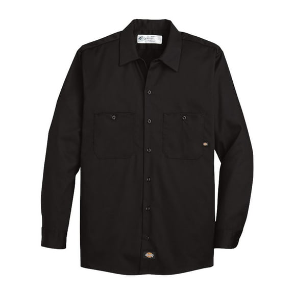 Dickies L307L Industrial Cotton Long Sleeve Work Shirt - Long Sizes - Black - LT