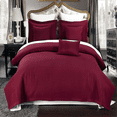 thumbnail image 1 of Luxury Soft Checkered Diamond Stitched 3 Piece Coverlet Set Wrinkle-Free Reversible All Season Mini Bedspread Set -Burgundy-Full/Queen, 1 of 1