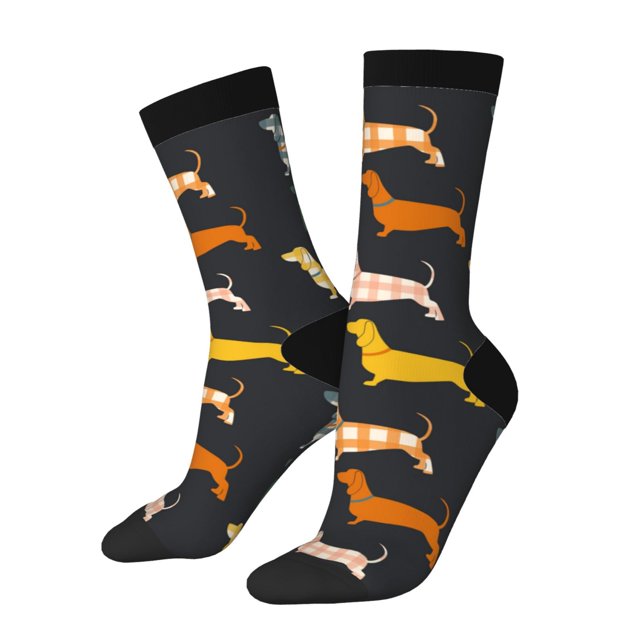 Balery Plaid Dachshund Calcetas Largas con Estampado para Hombre y Mujer – Suaves y Transpirables, Talla Única (US 5-11)