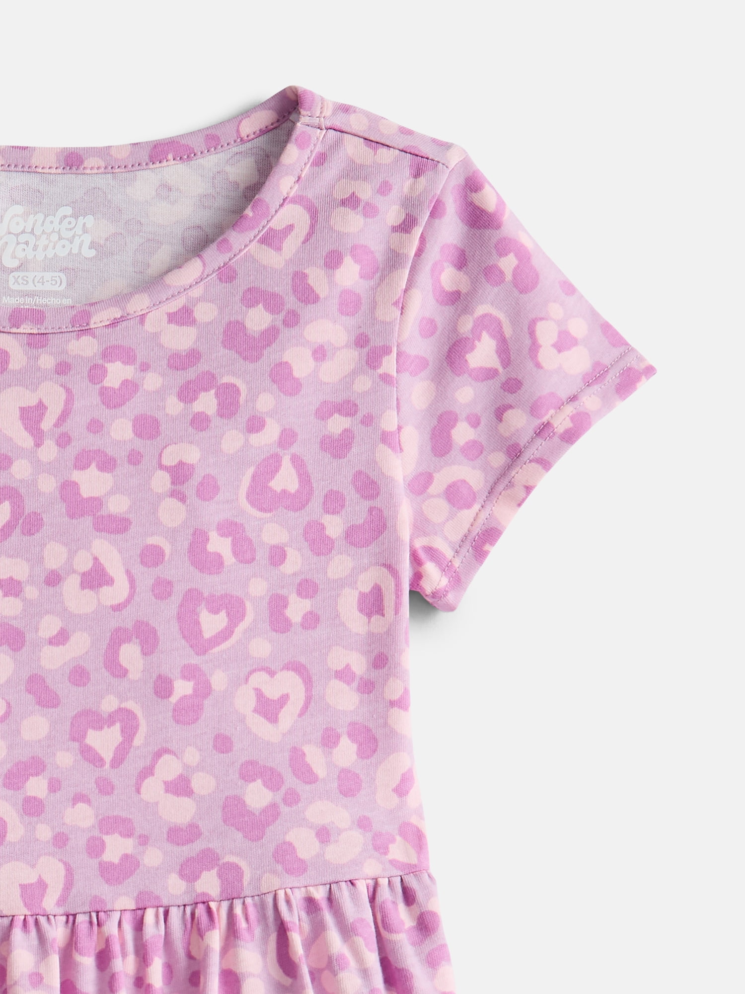 Wonder Nation Little Girls and Big Girls Play Dress with Short Sleeves, 2 Pack, Sizes XS-XXL