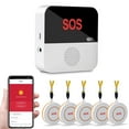 thumbnail image 1 of HLONK Caregiver Pager Wireless  WiFi Smart APP Nurse Emergency Life Alert System Call Button for Elderly/Home/Patients/Disabled/School 1 Receiver+3 SOS Call Buttons, 1 of 9