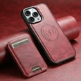 thumbnail image 4 of Dteck 2 in 1 Detachable Magnetic Wallet Compatible with iPhone 16 Pro Max Case with Card Holder Faux Leather Men Women Kickstand Compatible with MagSafe Accessories, Red, 4 of 9