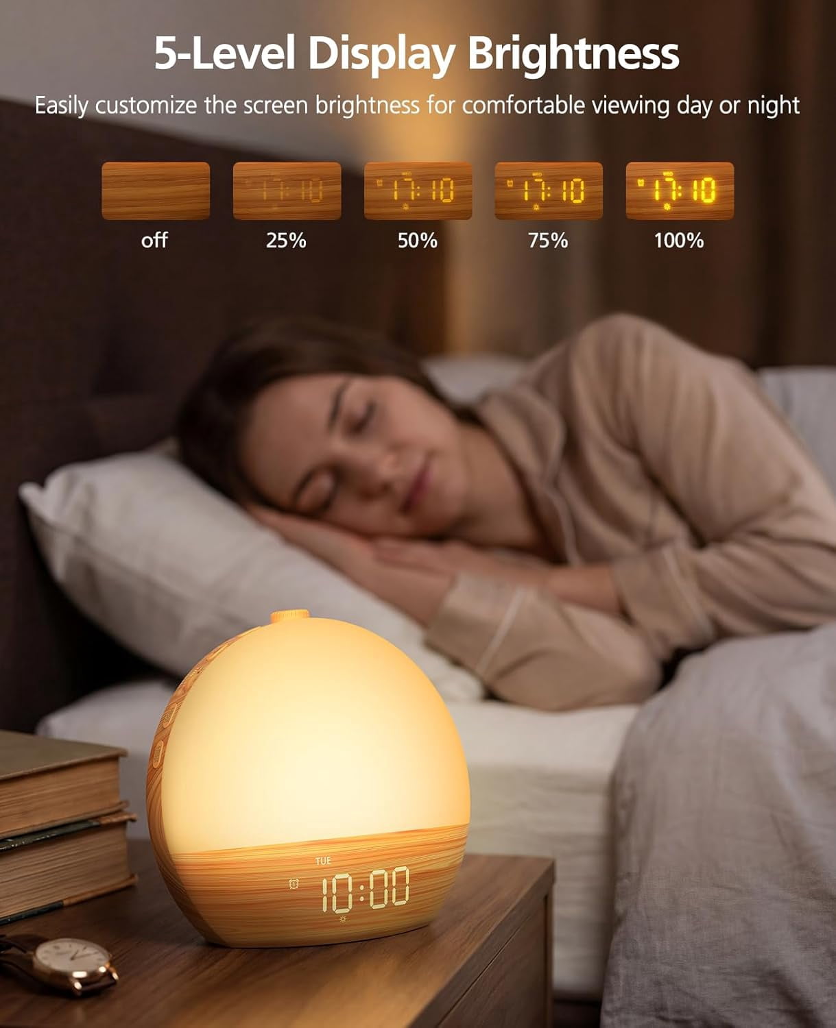 Klamerit Sunrise Alarm Clock with Sound Machine with 30 Soothing Sounds, 17 Night Lights, Bluetooth Speaker Wake Up Light Alarm Clocks for bedrooms, Heavy Sleepers