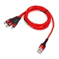 thumbnail image 3 of Cable de carga USB 3 en 1 Cable USB de carga rápida para puertos IOS/Tipo C/Micro USB Rojo, 3 of 10