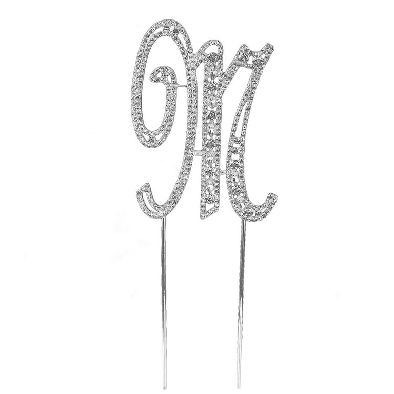 O'Creme Rhinestone Cake Topper - 4-Inch, Silver-Colored Letters for  Wedding, Birthday, and Personalized Cakes - Sparkly Metal Alphabet Bling  Decoration for Monograms, Initials, and Names - Letter R 