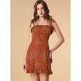 thumbnail image 3 of Unique Bargains Femmes Imprimé Spaghetti Sangle Volant Fusée Mini Robe, 3 of 6