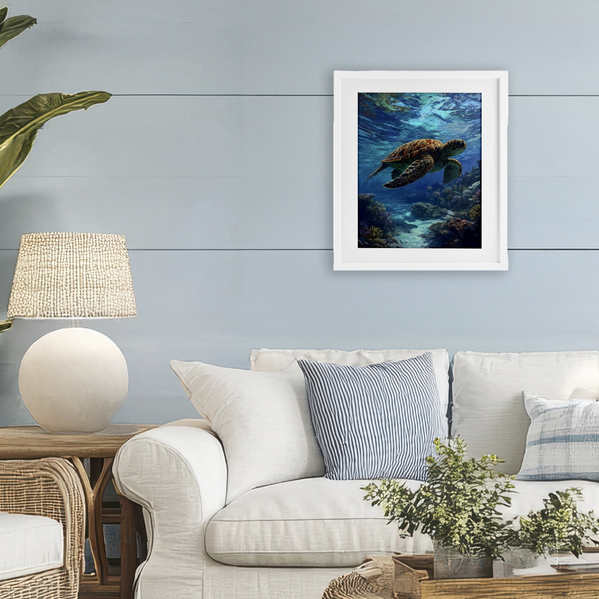 Stupell Industries Oceanic Adventurer Tortoise White Framed Print Under Glass, design by Franklyn Gregory