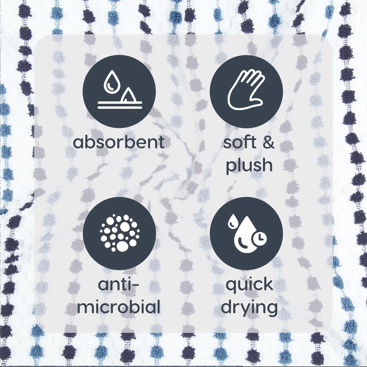 Mainstays Performance Cotton Bath Towel, Super Soft Quick Dry Fade Resistant, Blue Dot Pattern