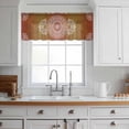 thumbnail image 3 of Orange Boho Valance Curtains for Kitchen/Living Room/Bathroom/Bedroom Window, Rod Pocket Small Topper Half Short Window Curtains Voile Sheer Scarf, Country Vintage Ethnic Abstract Geometric 42"x18", 3 of 8