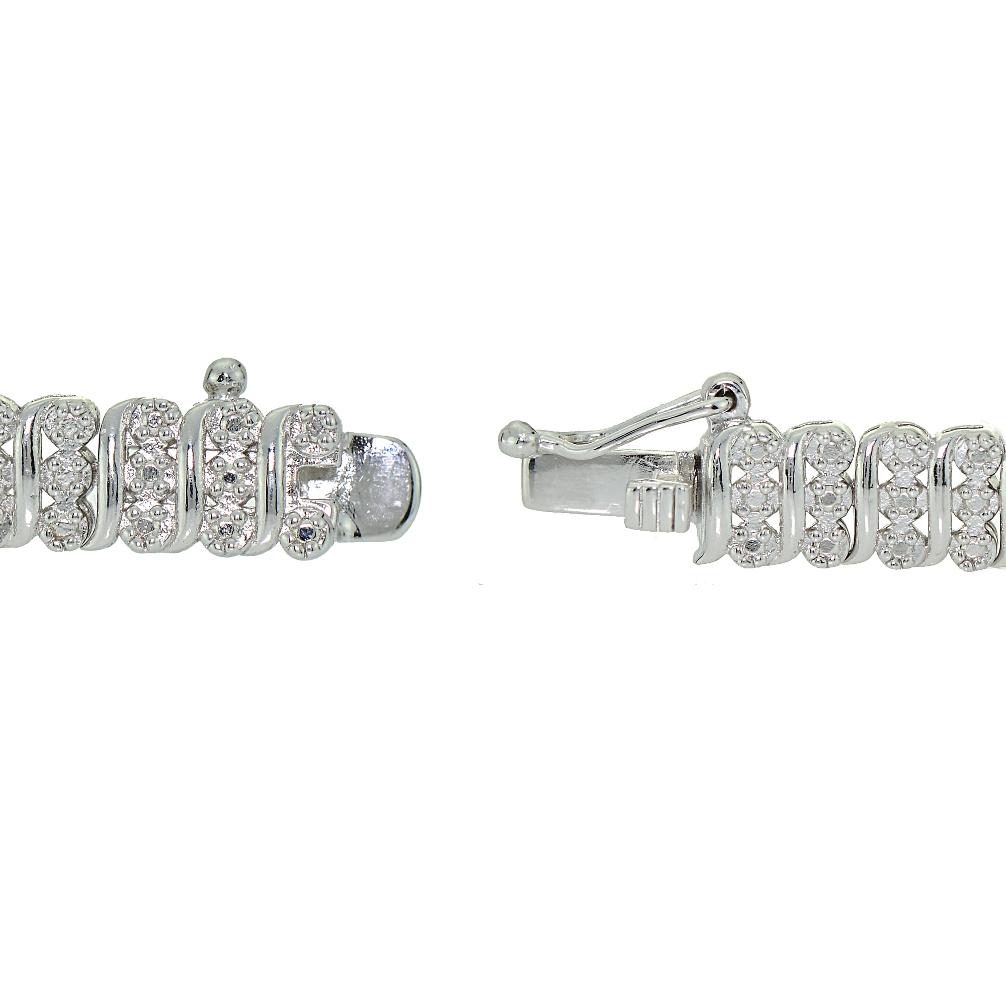 Silver Tone 0.25ct Diamond S Pattern Tennis Bracelet