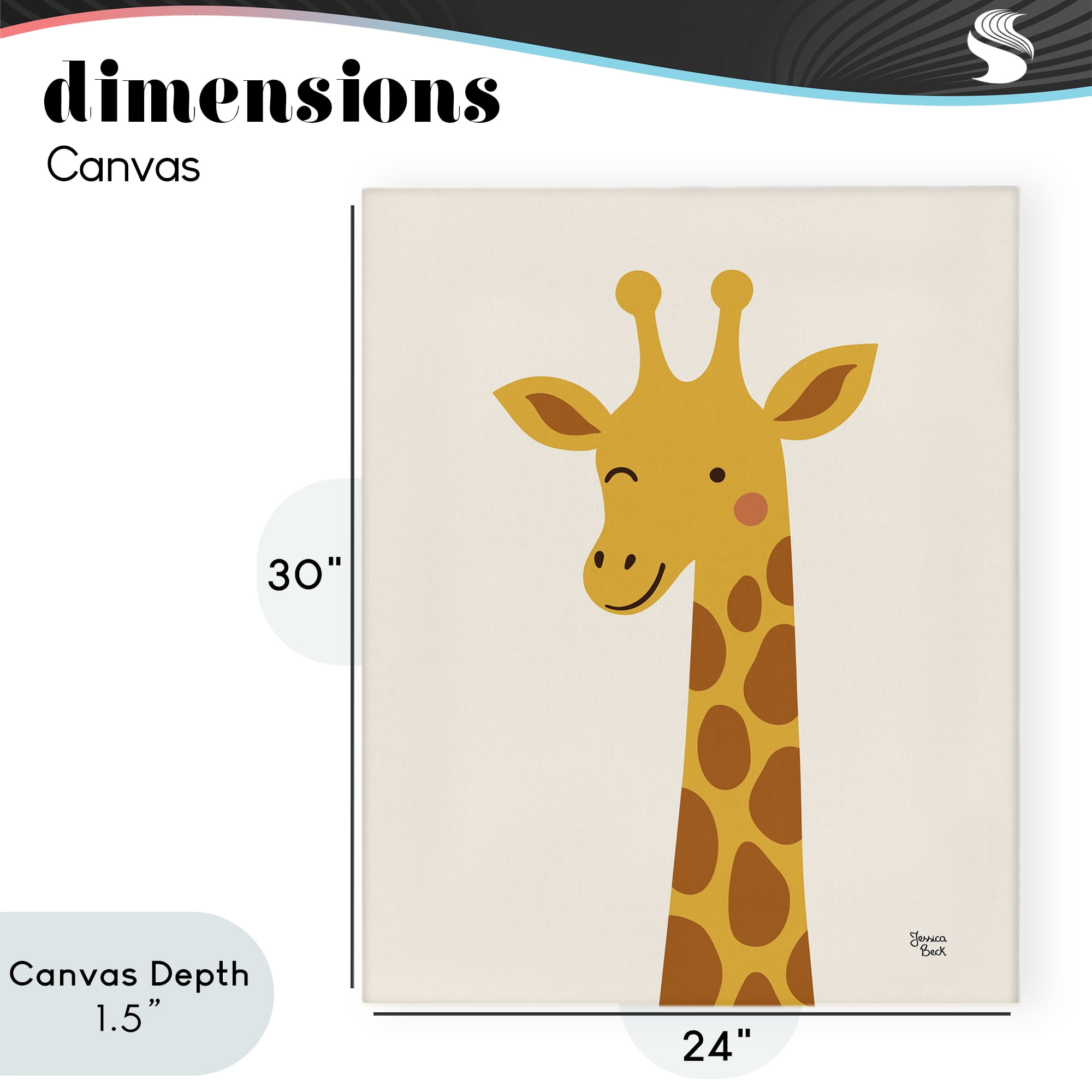 Stupell Industries Winky Giraffe Portrait Canvas Wall Art, design by Jessica Beck