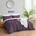 thumbnail image 2 of Bedsium Duvet Cover Cotton Solid - Duvet Cover 3 pcs, Includes 1 Duvet Cover Plum 3 pcs, Includes 1 Duvet Cover - Oversized King Plus (128X 120) with Zipper Closure & 2 Pillow Shams, NO Comforter, 2 of 4