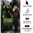 thumbnail image 6 of Haunted Hill Farm 5.7 ft Animatronic 3 Witches with Cauldron, Indoor/Covered Outdoor Halloween Decoration with Light-up Eyes, HHWITCH-15FLS, 6 of 14