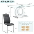thumbnail image 6 of LUFTUT 5-Piece Glass Kitchen Table Set for 4, Rectangular Glass Table with White OC-Shape Pedestal, 4 PU Leather Chrome Cantilever Chairs, Small Space Apartment, 6 of 10