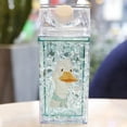 thumbnail image 1 of Summer Milk Carton Double Layer Portable Straw Plastic Cup Green 400ML, 1 of 4