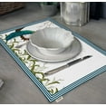 thumbnail image 3 of Vargottam Napperons - Napperon pour Table à Manger, Ensemble de 4 - Serviette en Coton Imprimée et Réversible - Napperons d'Intérieur pour Table de Salle à Manger à la Maison et en Cuisine - Paon (Vert Sarcelle), 3 of 5