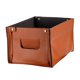 thumbnail image 1 of Cesta de almacenamiento de cuero con asa, plegable, grande, para cajón, juguetes de oficina naranja, 1 of 9