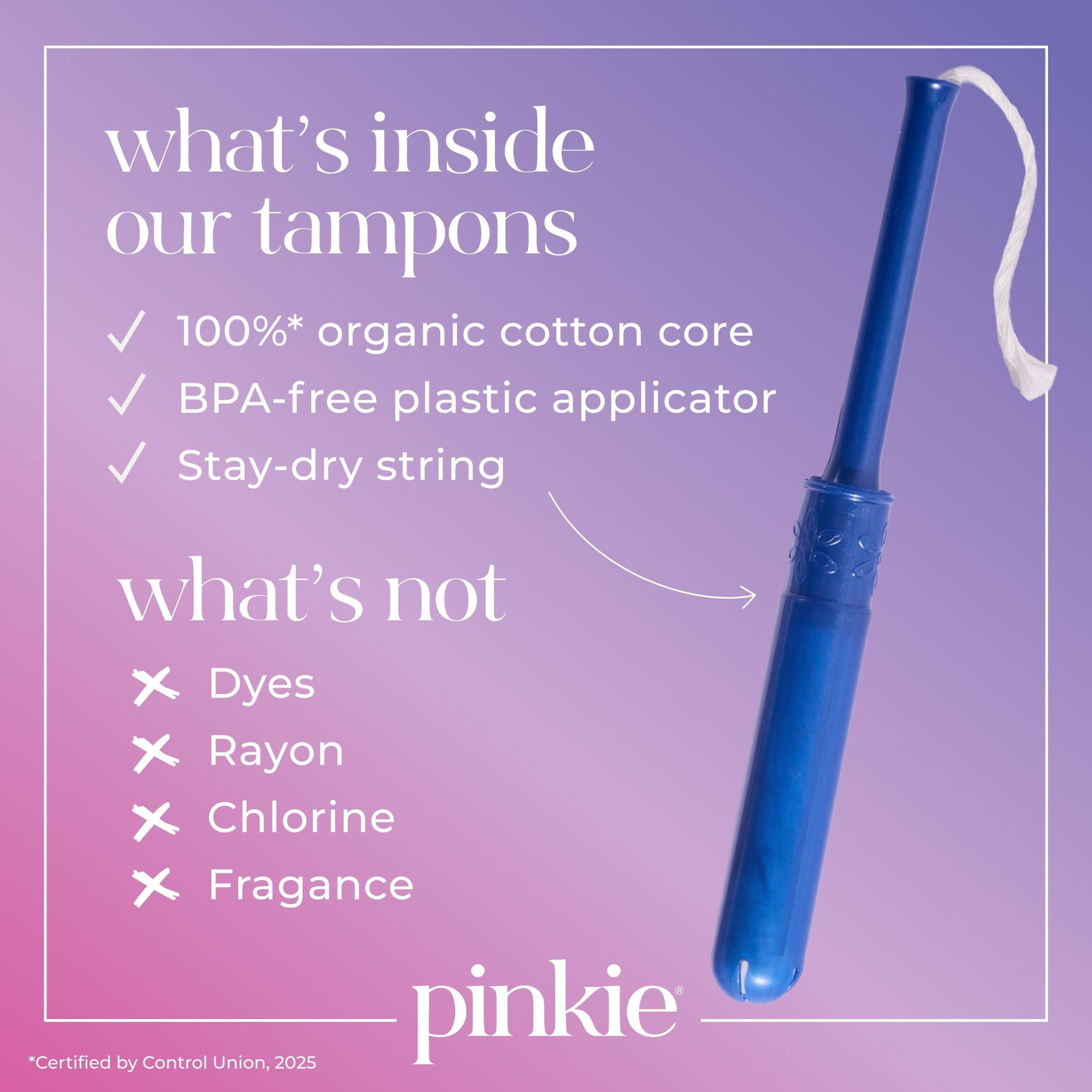 Pinkie Organic Cotton Multipack Tampons, Light/Regular (36 Count)