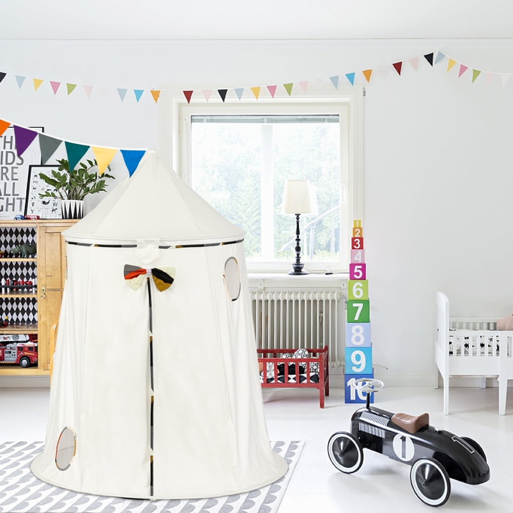 Kepooman Princess Play Tent for Kids Girls, Cotton Yurt Castle Play Tent with Small Colorful Flags Kepooman Princess Play Tent for Kids Girls, Cotton Yurt Castle Play Tent with Small Colorful Flags
