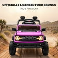 thumbnail image 4 of 12V Ford Bronco Kids Ride on Cars with Remote Control, Battery Powered Ride on Toys with All-Terrain Wheel, Toddler Electric Car with Headlights/Music/Bluetooth for Boys Girls 3-5, Pink, 4 of 8