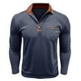 thumbnail image 5 of Txeol Long Sleeve Shirts Men's Big and Tall Casual Button Classic Work Shirt Cotton Collared Basic Golf Shirt,Dark Blue,XXXL, 5 of 7