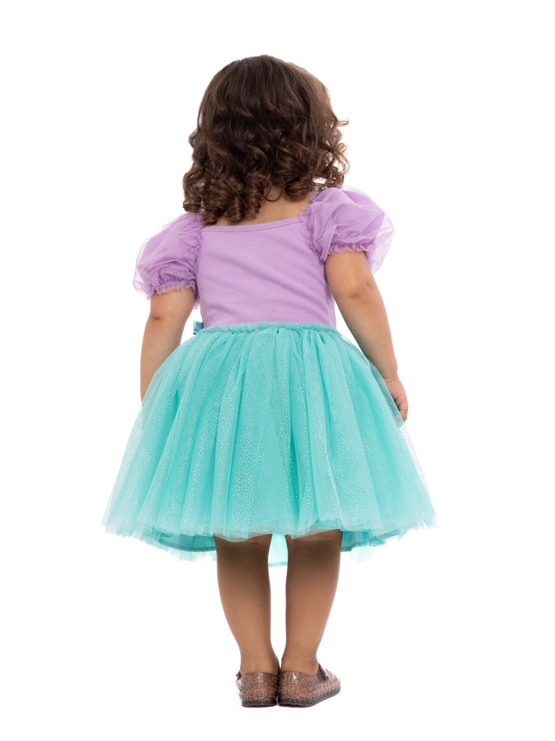 Disney Princess Toddler Girls Ariel Cosplay Tutu Dress with Puff Sleeves, Sizes 12M-5T
