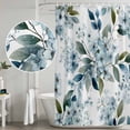 thumbnail image 4 of Polyester Fabric Watercolor Flowers Shower Curtain, Spring Floral Leaves Botanical Blue Waterproof Bathtub Curtain Bathroom Decor Set with Hooks 66 x 72 Inches, 4 of 6