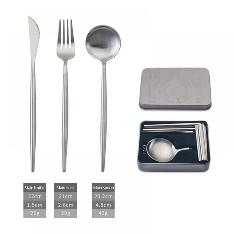 Portable Reusable Flatware Sets, Stainless Steel Knife/Fork/Spoon