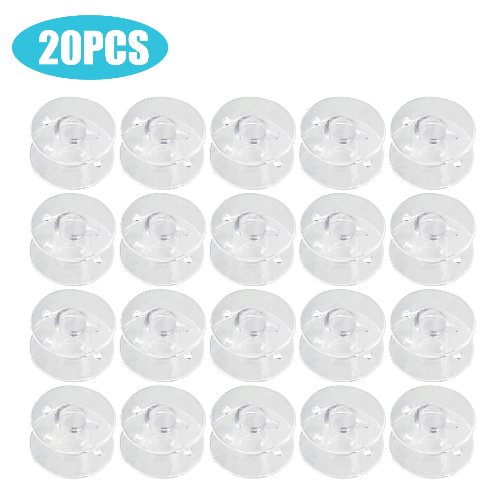 20Pcs Clear Plastic Bobbins Thread Spools for Brother Janome Sewing Machine 