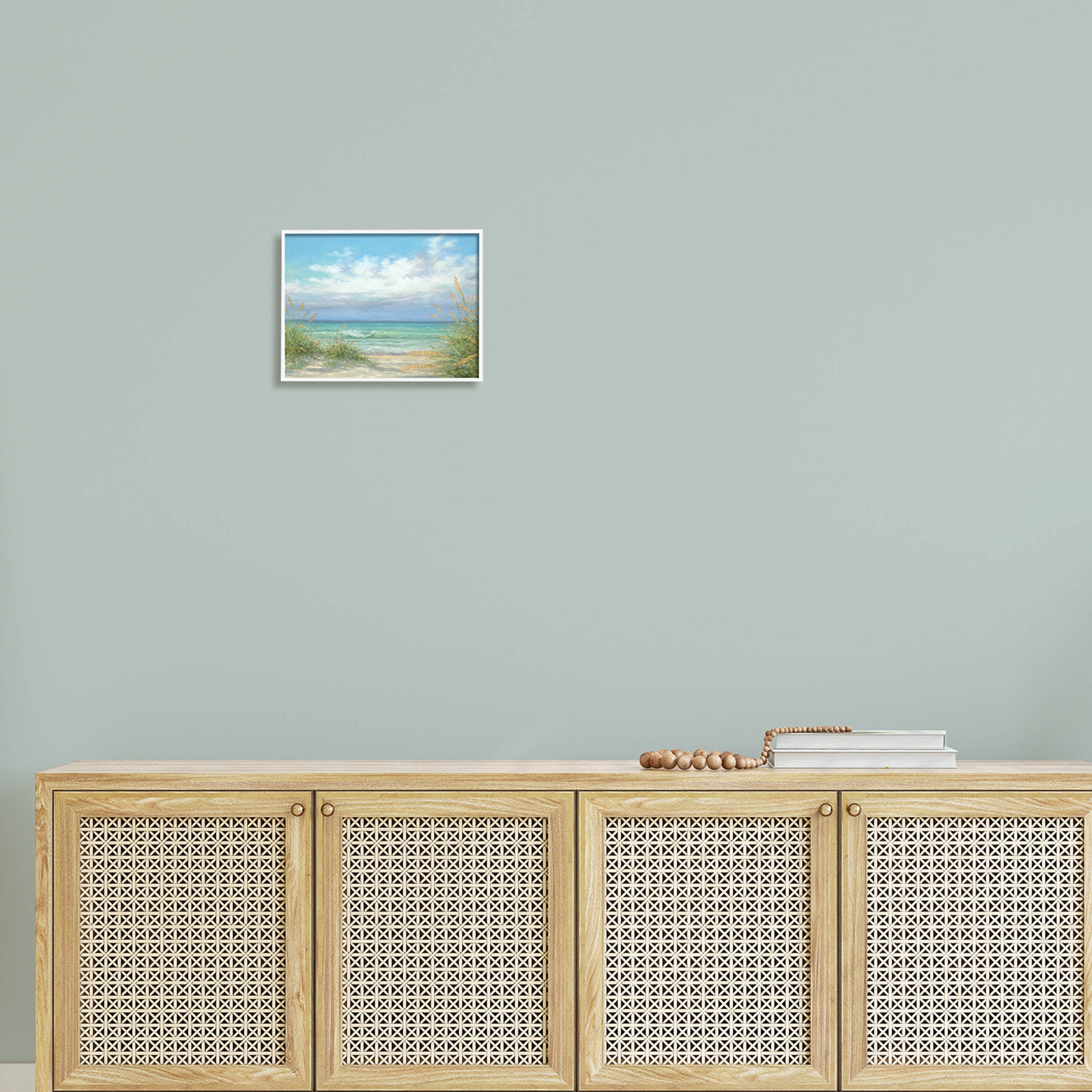 Sea Shoreline Horizon Scenery Coastal Painting White Framed Art Print Wall Art