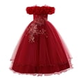 thumbnail image 2 of ITSAME Girls Formal Dress Sequin Embroidery Tiered Ruffle Puffy Tulle Wedding Birthday Pageant Gown Red Size 8-9, 2 of 6
