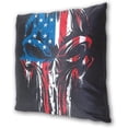 thumbnail image 3 of GZHJMY Halloween Military Grunge Skull Patriotic Throw Pillow Covers Day of The Dead Pillowcase Sofa Decor Back Cushion Case 2 Pack Holiday Trick or Treat Gift 18" × 18", 3 of 5