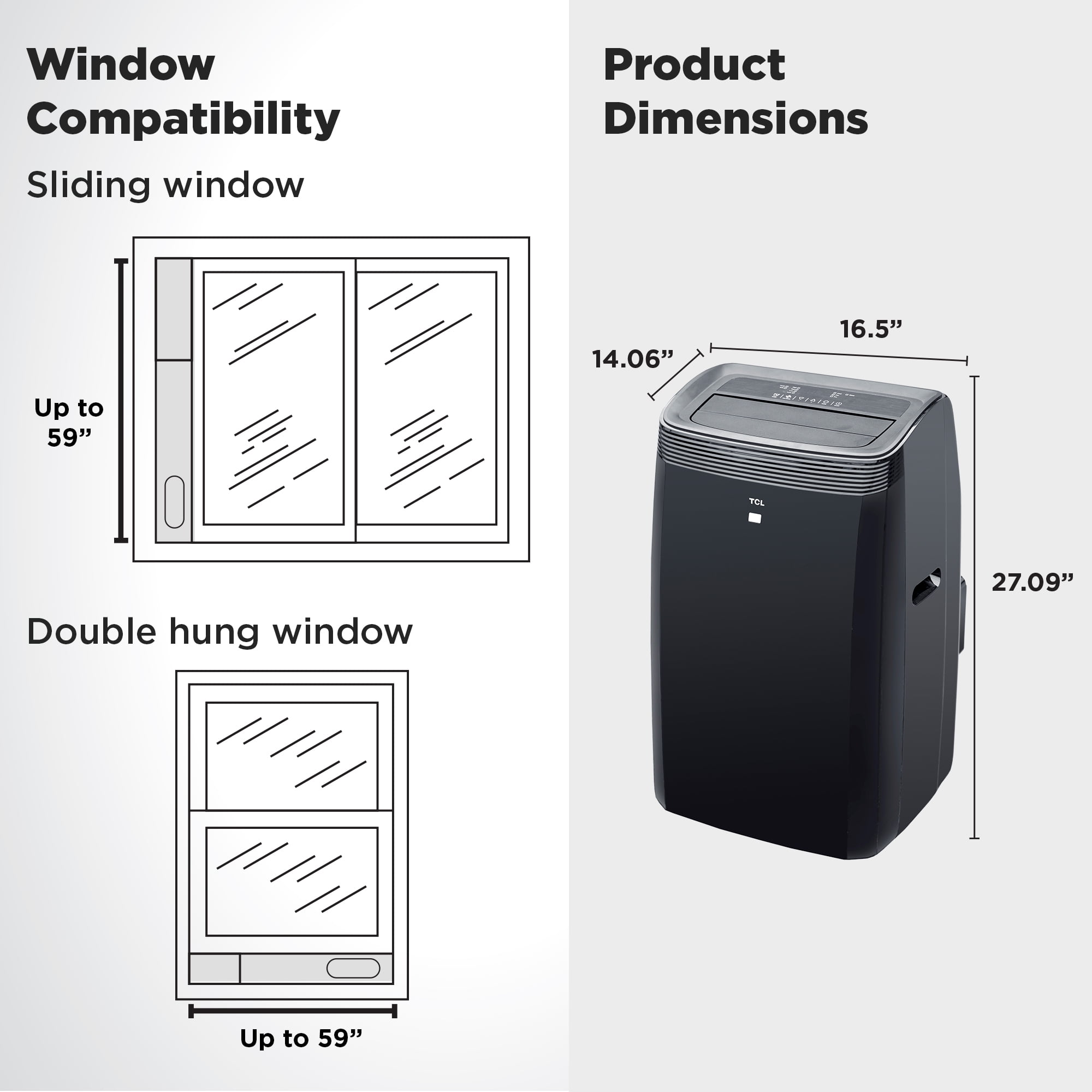 TCL 10,000 BTU SACC Portable Air Conditioner And Heater, Black, W10PH95 ...