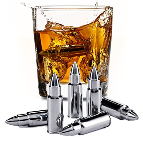WHISKEY STONES Bullets 304 Stainless Steel Chillers Ice Tongs Free eBook SET/6 