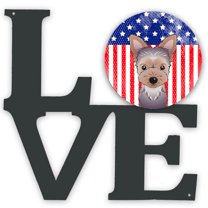 Carolines Treasures BB2162WALV American Flag and Yorkie Puppy Metal Wall Artwork LOVE 12X12 multicolor