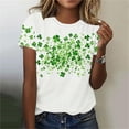 thumbnail image 2 of Xdegoge St Patrick's Day Tops Women Leprechaun Hat Clover Allover Print T-Shirt Short Sleeve Crewneck Tee Funny Irish Festival Shirt Summer Casual Holiday, 2 of 6
