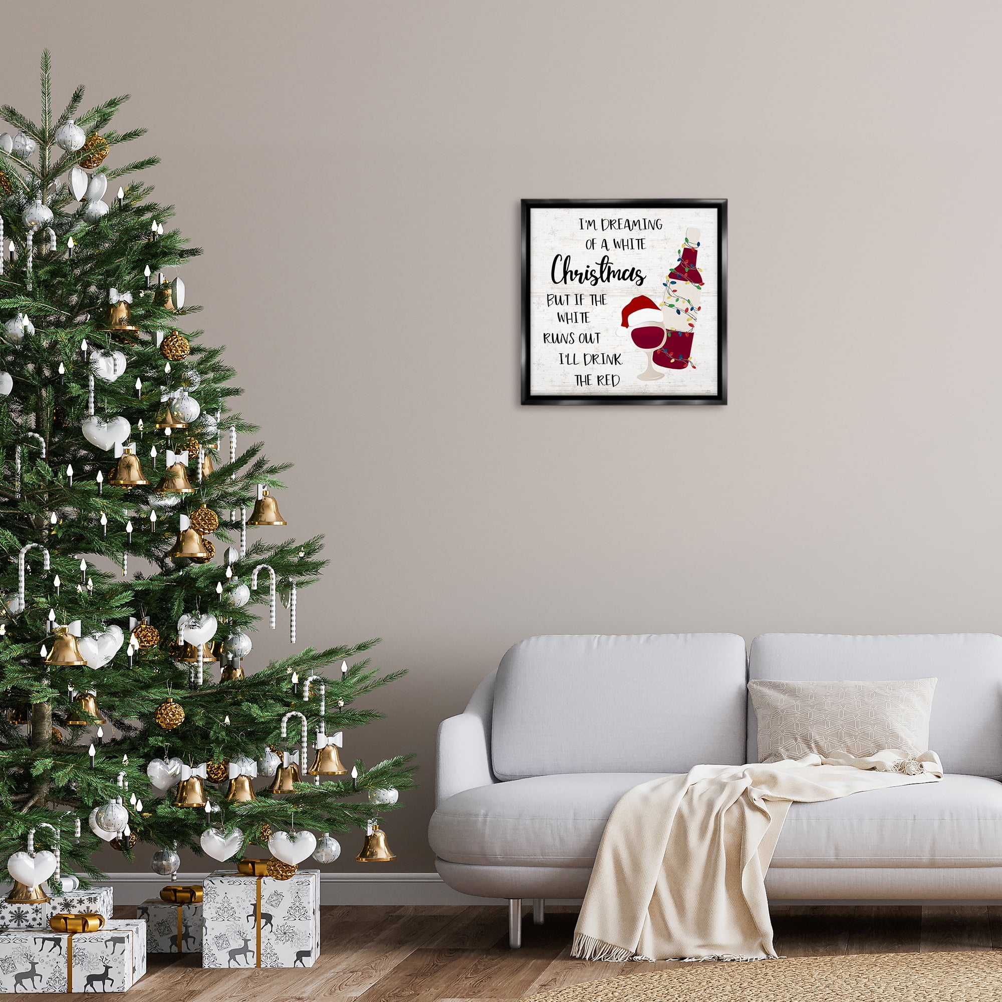 Stupell Industries Drink The Red Christmas Holiday Painting Black Floater Framed Canvas Art Prints Wall Art, 25 x 25