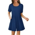 thumbnail image 4 of BiZtdJrK Womens Oversized Tshirt Romper Short Sleeve Pleated Front Wide Leg Shorts Overalls Solid Casual Summer Jumpsuits with Pockets on sale clearance 2025 Blue S, 4 of 10