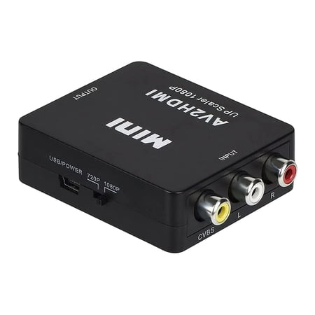 AV to HDMI Converter  Mini 1080P High Definition 1 Pack with USB Cable and User Manual Convert Composite AV RCA CVBS Signals to HDMI for Older VHS VCR DVD Players to Modern HD TV