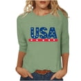 thumbnail image 2 of Women's Summer Tops Independence Day Printed Round-neck Three-quarter Sleeve T-shirt Tops 2026, 2 of 5