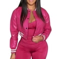 thumbnail image 1 of Veste de Baseball Décontractée pour Femmes Automne Hiver Manches en Cuir Patchwork Manteau Léger Confortable Mode, 1 of 5