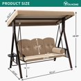 thumbnail image 6 of Dextrus Alloy Steel Chair Porch Swings with Adjustable Canopy and Removable Cushions, Dark Brown, 6 of 9