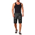 thumbnail image 2 of INSPIRE CHIC Men's Knee Length Elastic Waist Faux Leather Casual PU Shorts 36 Black, 2 of 5