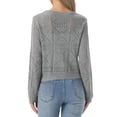 thumbnail image 3 of INSPIRE CHIC Women's Long Sleeve Button Down Knit Sweater Hollow Out V Neck Cropped Cardigans S Gray, 3 of 6